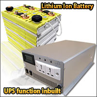 Pure sine wave inbuilt charger inverter UPS 1500 + Lithium ion storage battery set
